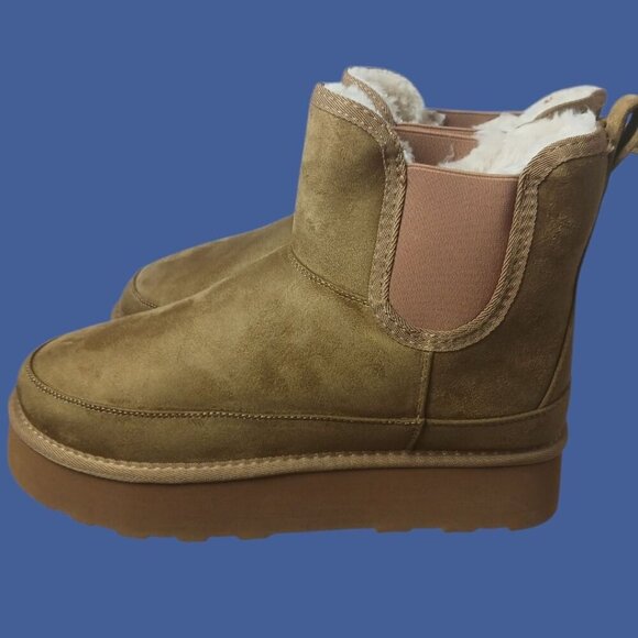 Ankis Womens Platform Ankle Boots With suede  Slip-On Style Chestnut Sz 11 - Picture 6 of 14